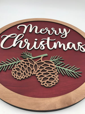 Pinecone Merry Christmas - Unfinished Wood Sign Blank