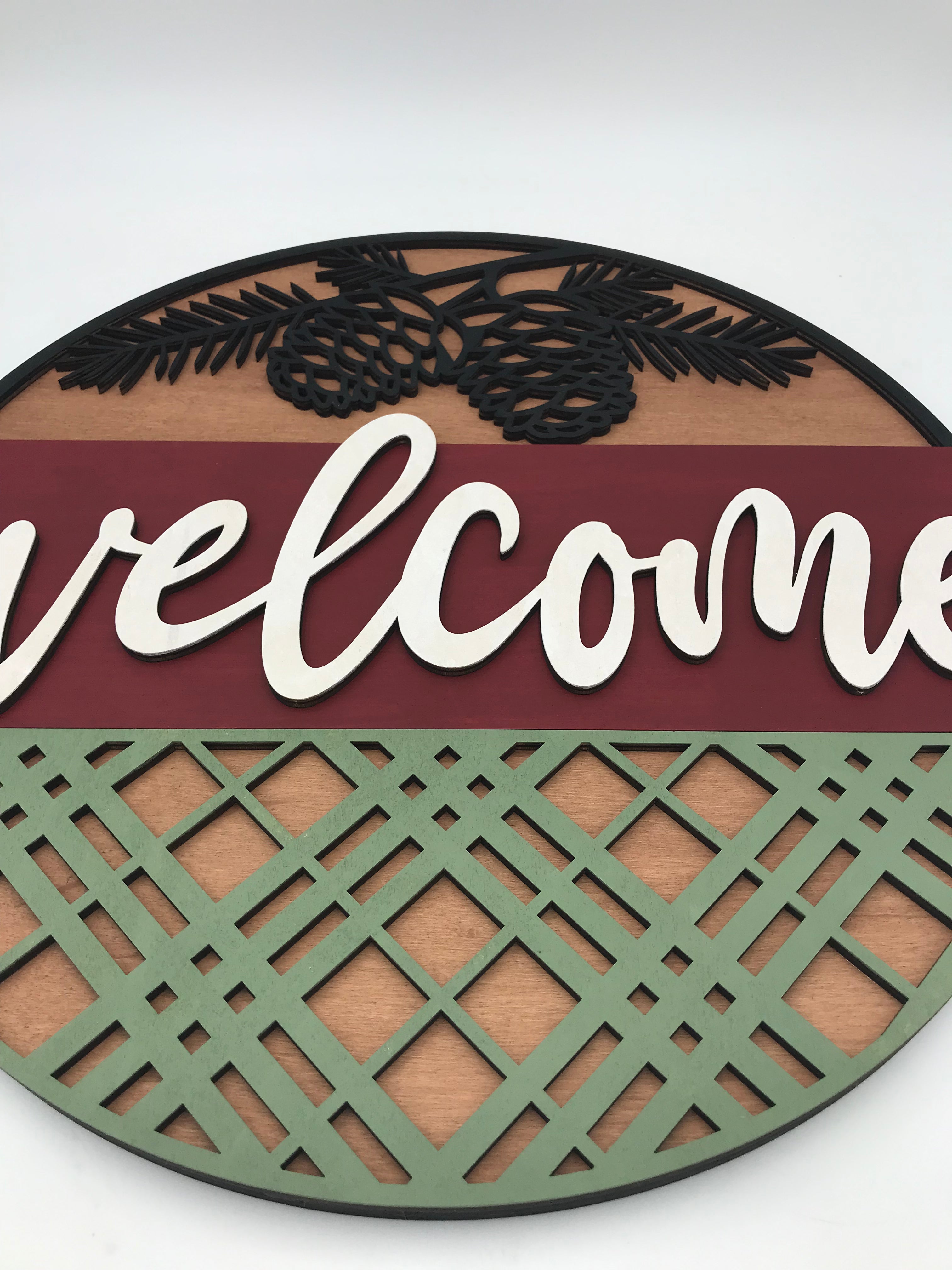 Pinecone welcome - Unfinished Wood Sign Blank