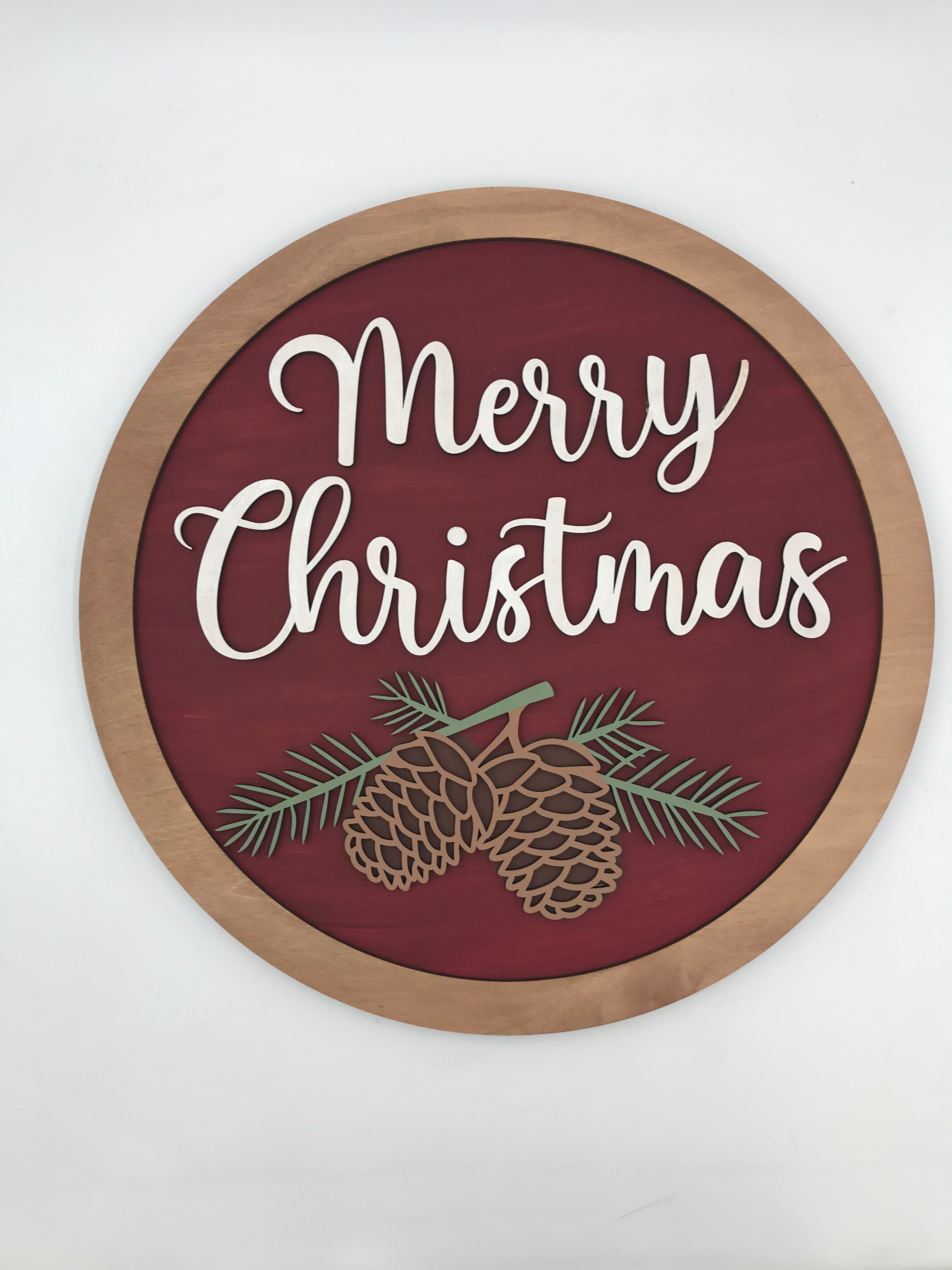 Pinecone Merry Christmas - Unfinished Wood Sign Blank