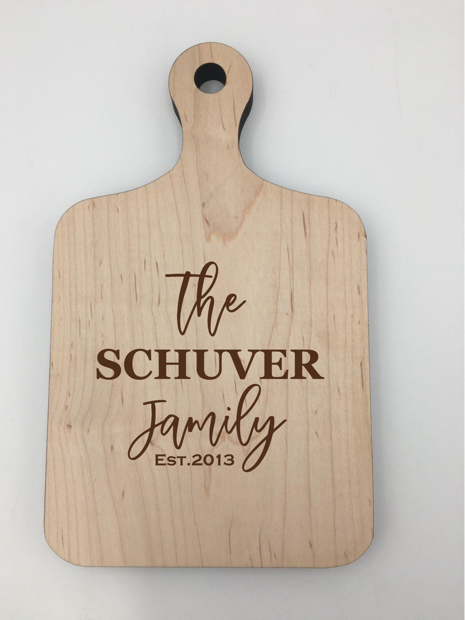 Last Name with Est Year Maple Wood Cutting Board